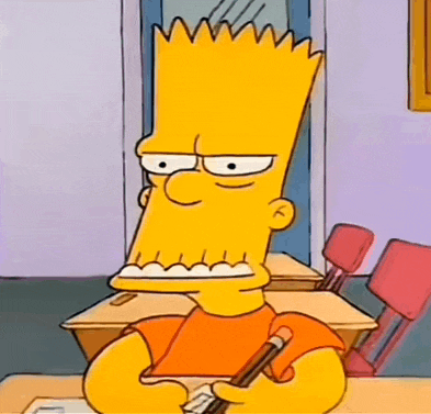 bart simpson is sitting at a desk with a pencil