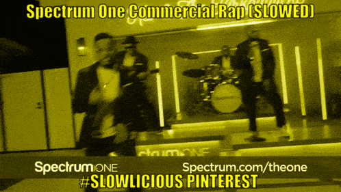 an ad for spectrum one commercial rap slowed shows a band on stage