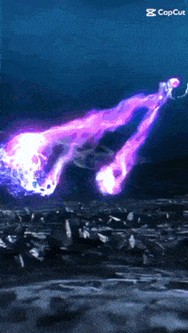 a picture of a purple lightning bolt with the caption " capcut "