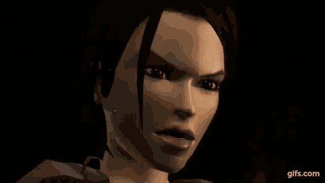 a close up of a video game character 's face .