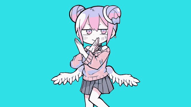 a cartoon of a girl with wings making a stop gesture
