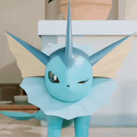 a blue pokemon with a horn on its head looks angry