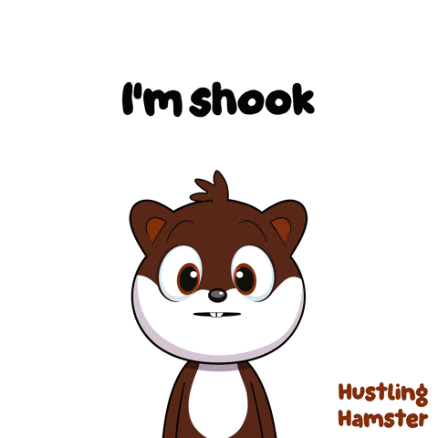a cartoon hamster with the words i 'm shook on the bottom