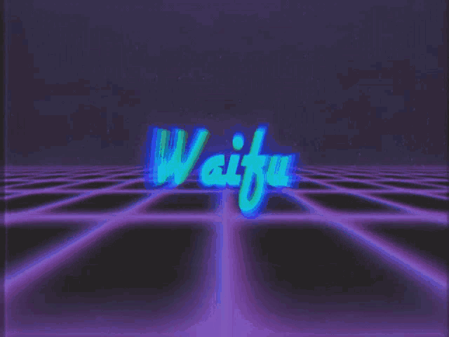 waifu is written in blue on a purple and blue background