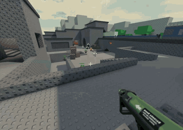 a screenshot of a video game shows a green weapon with a label that says " read instruction " on it