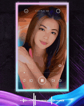 a picture of a woman with the words now playing on the bottom