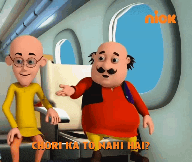two cartoon characters are sitting next to each other with the words choori ka to nahi hai