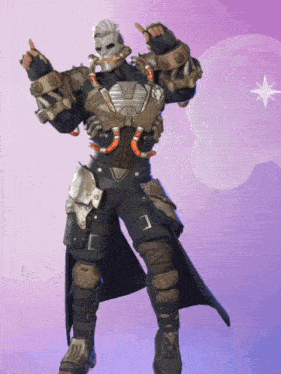 a video game character with a skull on his face giving the middle finger