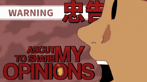 a poster that says about my opinions and a warning