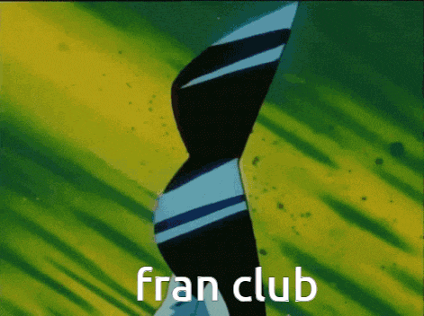 a picture of a person with the words fran club written on it