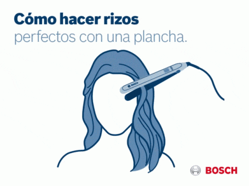 a drawing of a woman with a bosch hair straightener on her head
