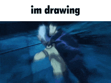a blurry picture of a person with the words `` im drawing '' written on the bottom .