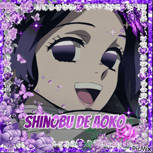 a picture of shinobu de aoko with purple flowers