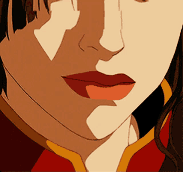 a close up of a woman 's face with a shadow on it