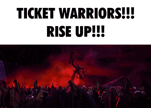 a poster that says ticket warriors rise up in black letters