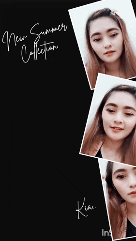 a collage of photos of a woman with the words new summer collection written on the bottom