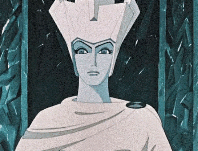 a cartoon drawing of a woman wearing a white crown