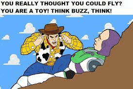 woody and buzz lightyear from toy story are sitting on top of a hill .
