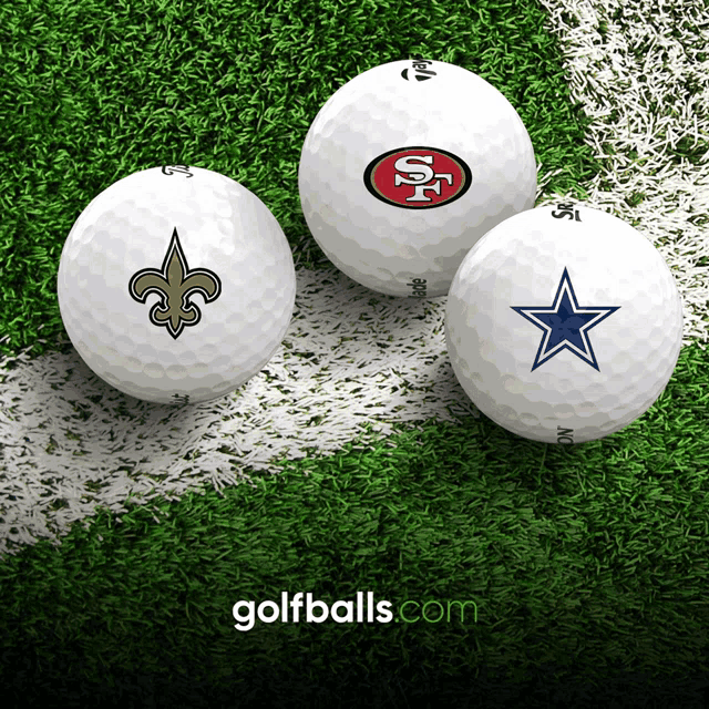 three golf balls with the san francisco 49ers logo