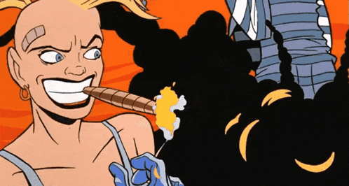 a cartoon of a woman with a bandage on her forehead eating ice cream