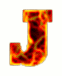 the letter j is made of lava and is glowing in the dark .