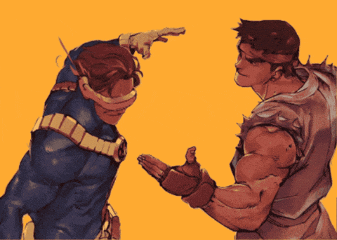 a cartoon drawing of cyclops and ryu