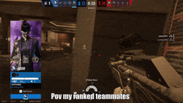 a screenshot of a video game with the words pov my ranked teammates at the bottom