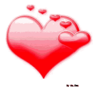 a large red heart with smaller hearts around it