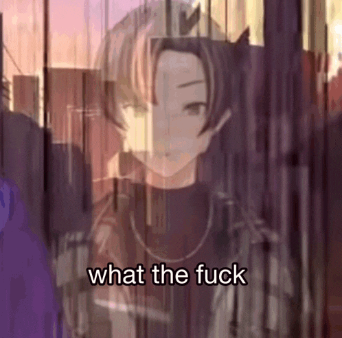 a blurry picture of a person with the words what the fuck written on the bottom
