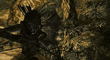 a person holding a bow and arrow in a video game