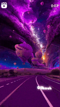 a purple background with hot air balloons and the name dikash on the bottom right