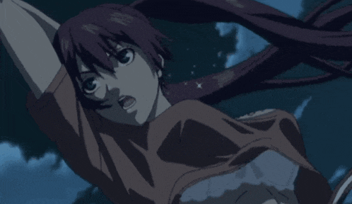 a cartoon girl with long hair is flying through the air