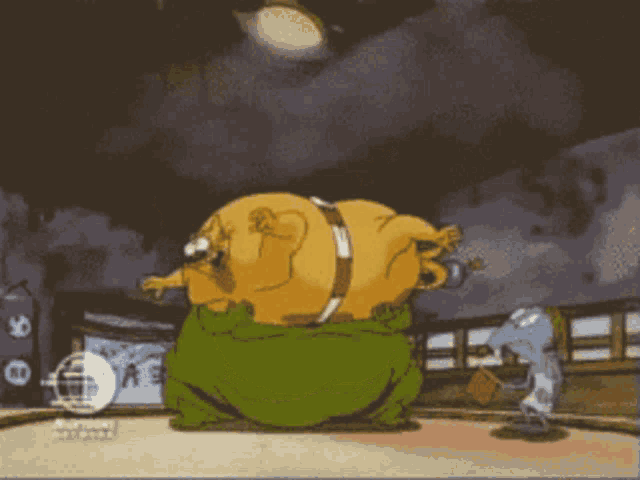 a cartoon of a sumo wrestler with the letters ae on it