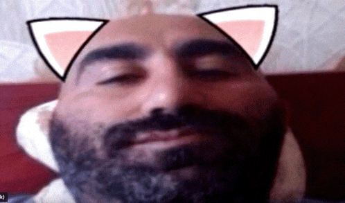 a man with a cat ear on his head