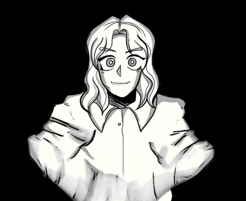 a black and white drawing of a woman with a huge collar
