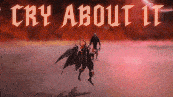 a poster that says cry about it with a dragon on it