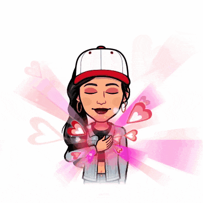 a cartoon of a girl with her eyes closed and hearts coming out of her chest