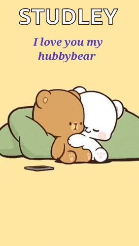 a cartoon of two teddy bears hugging each other with the words `` i love you my hubbybear ''