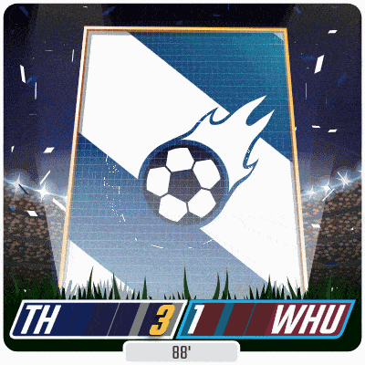 an illustration of a soccer game with the score th 31 whu