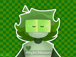 a drawing of a green robot with a heart and the words " alight motion " below it