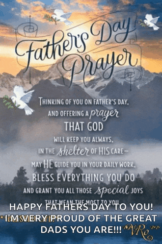 a father 's day greeting card with a prayer