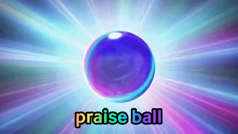 a purple and blue ball with the words praise ball above it