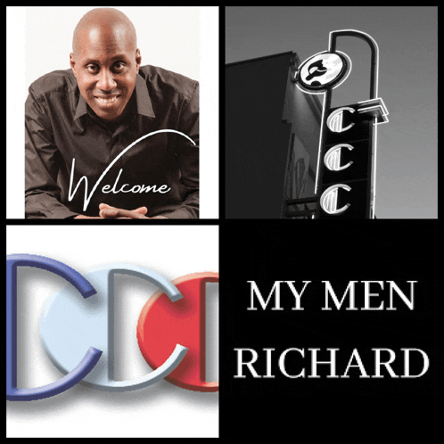 a picture of a man with the words welcome my men richard below him