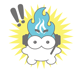 a cartoon character with a flame on his head and headphones