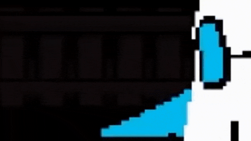 a pixel art drawing of a person holding a sword in their hand .