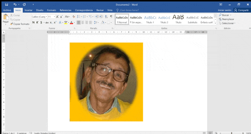 a man with glasses and a mustache is in a yellow circle on a yellow background