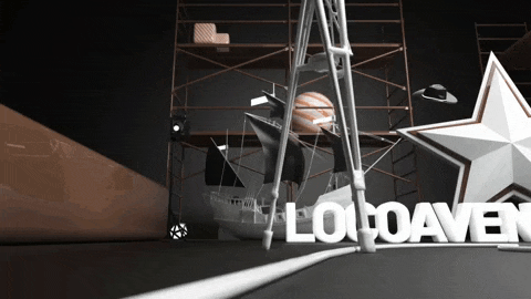 a 3d rendering of a ship and a star with the word lo oaves in the foreground