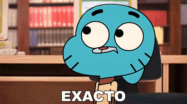 gumball from the amazing world of gumball is sitting at a desk