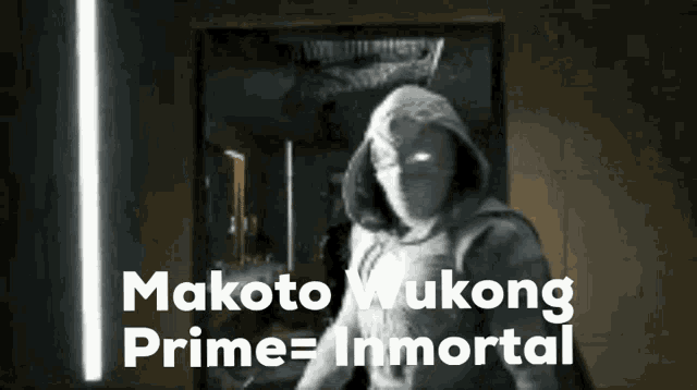 makoto wukong prime = immortal is written in black on a dark background