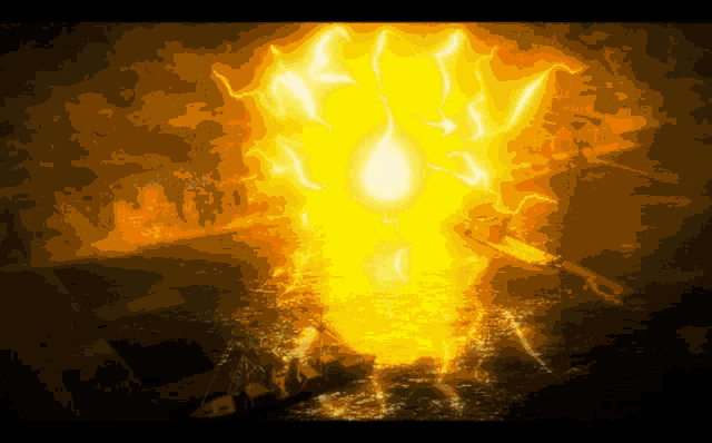 a computer generated image of a fire with a sign that says ' new york ' in the background